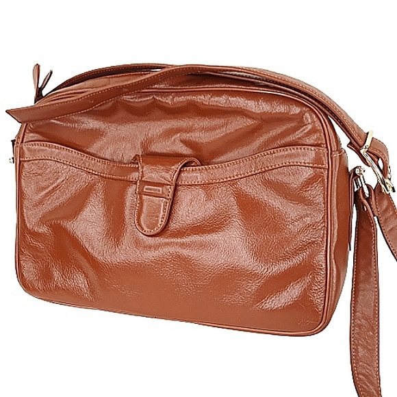 Handbag Brown Leather Purse Shoulder Cross Body Big Pocks Bag Vintage SUSAN GAIL - Picture 1 of 11